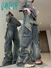 Lunivop Y2K Vintage Women Denim Jeans Korean Streetwear Oversize Star Aesthetic Straight Trousers